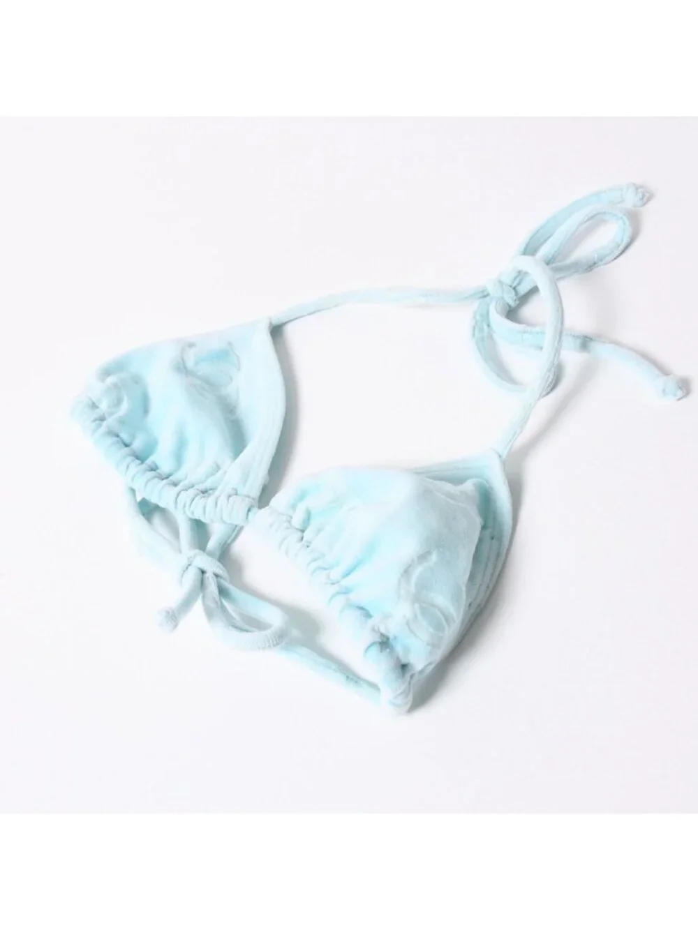 Chanel Vintage Swimwear Bikini Separate Set CC Logo Light Blue 4 40